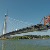 Der Bau der Save-Brücke in Belgrad, Serbien
